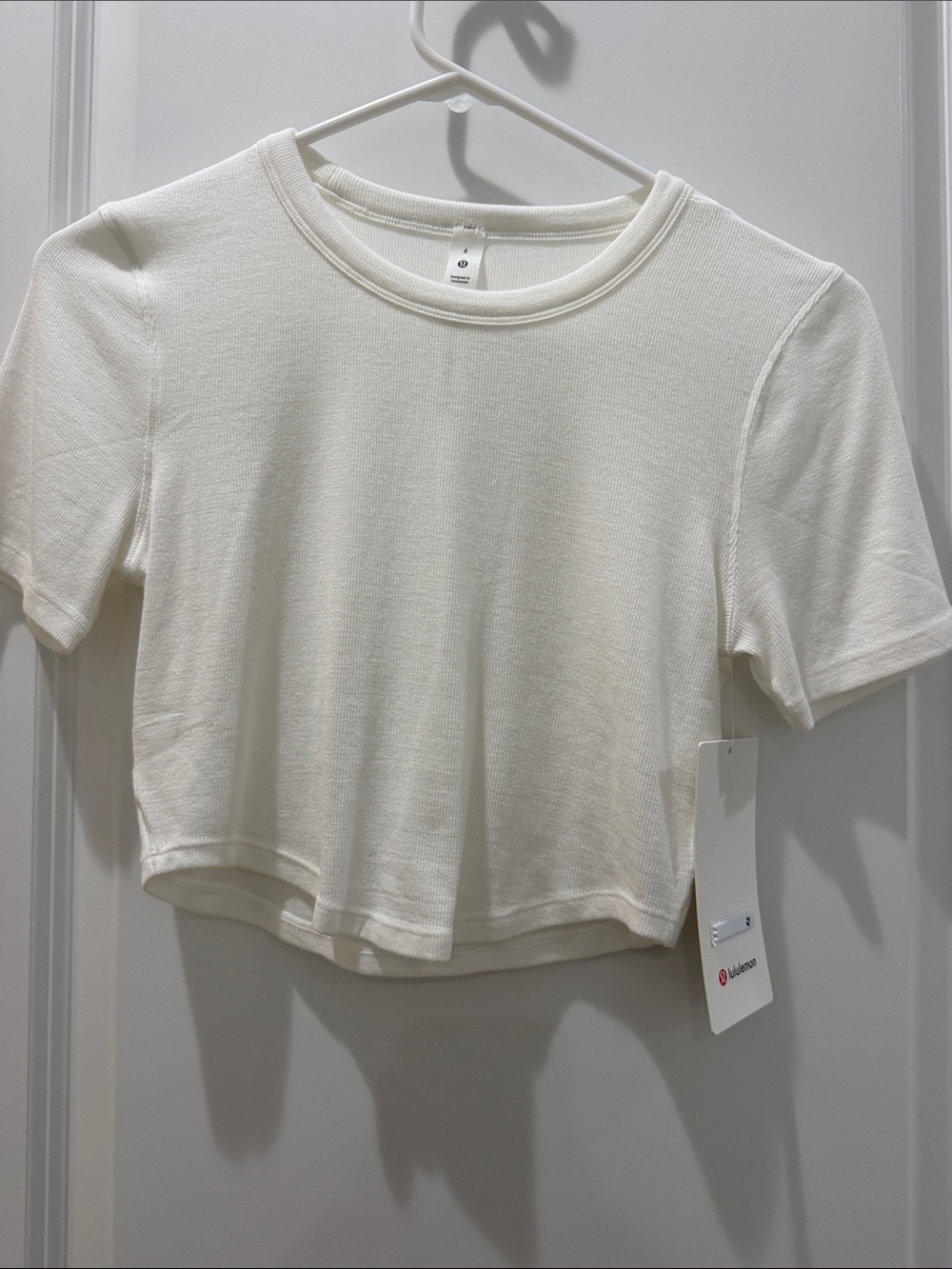 lululemon athletica White Cropped Short Sleeve Tee